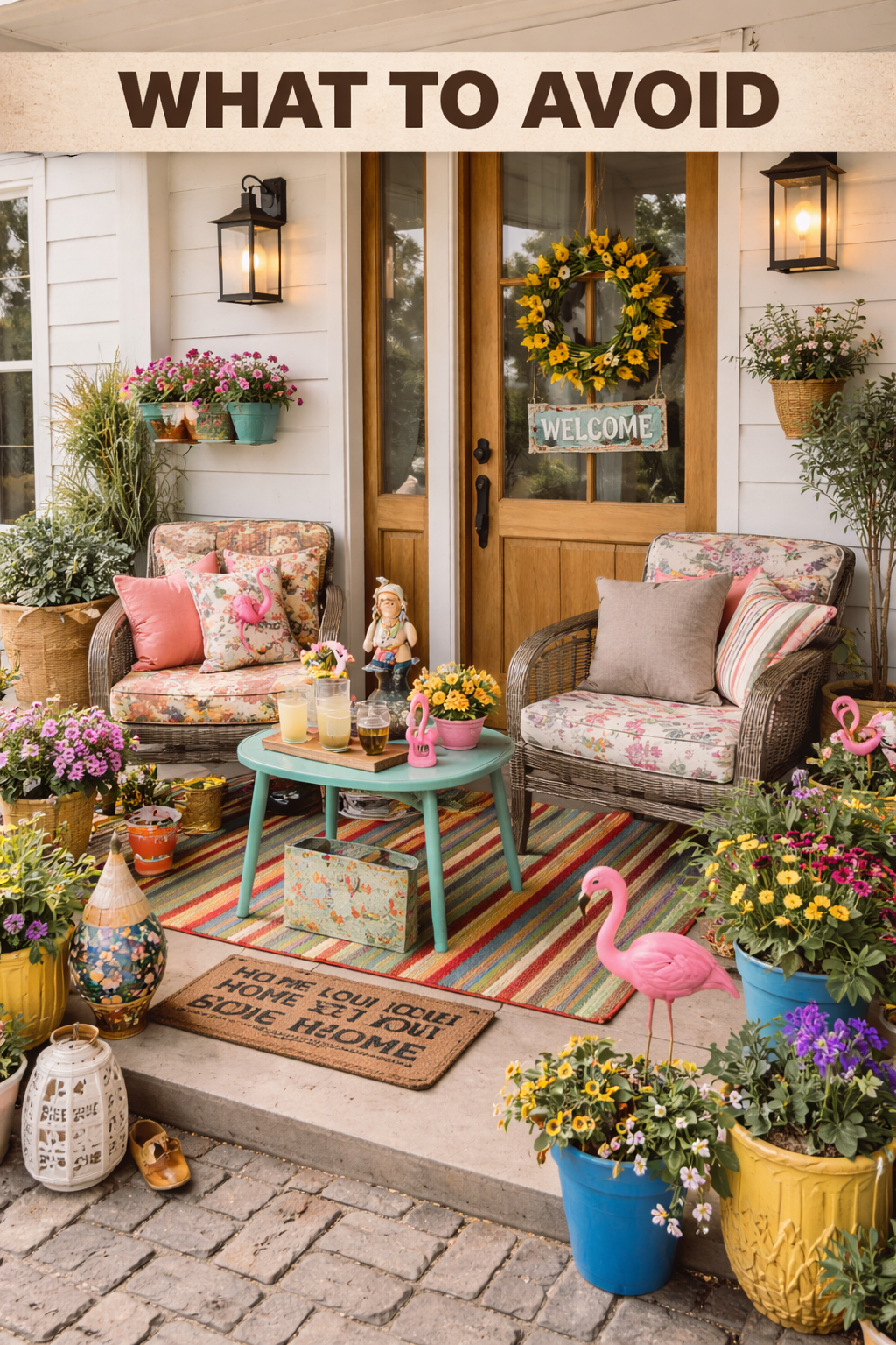 Spring porch styling mistakes contrasted with clean, minimal, organic modern design.