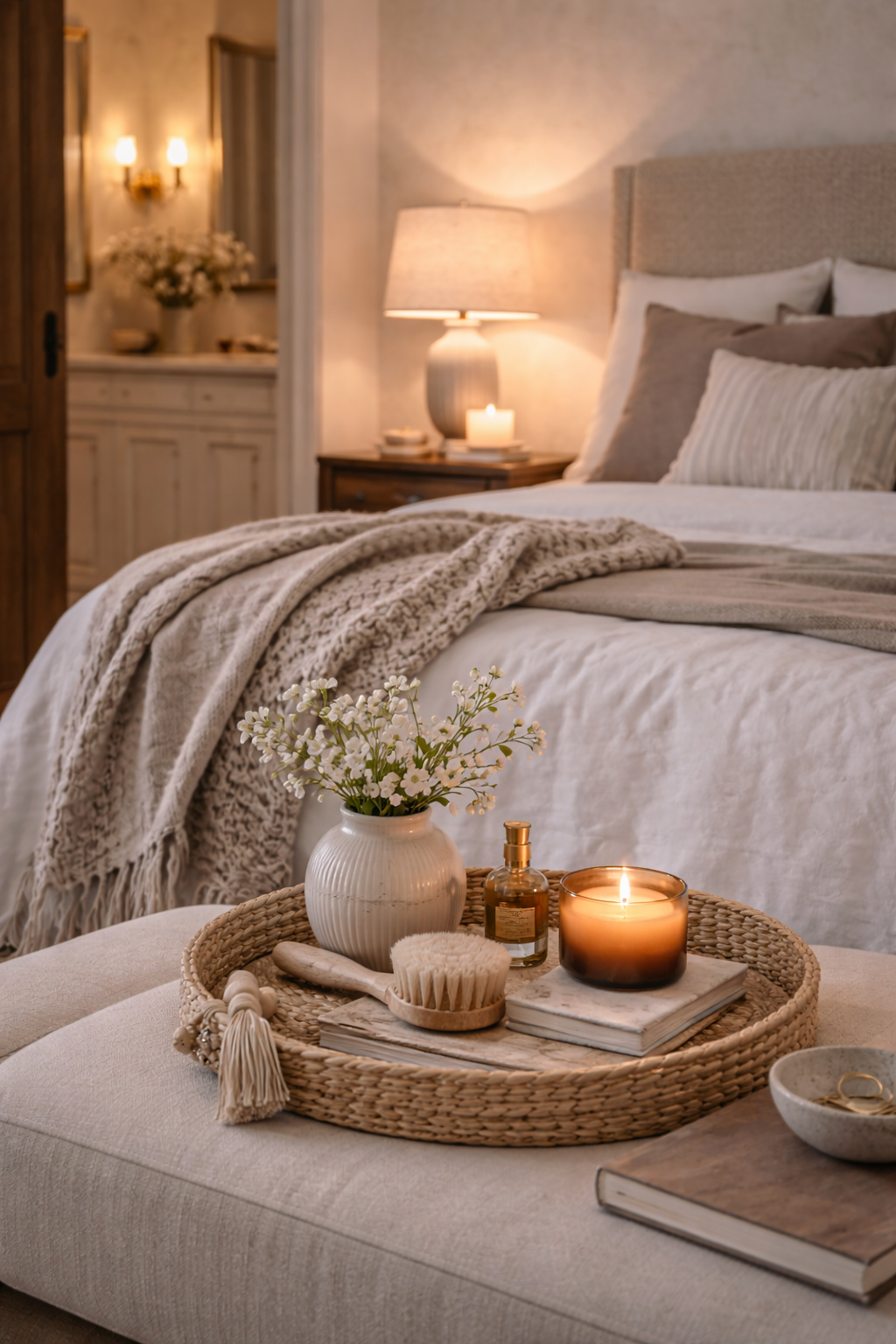 Luxury organic modern bedroom with spa-like spring upgrade styling
