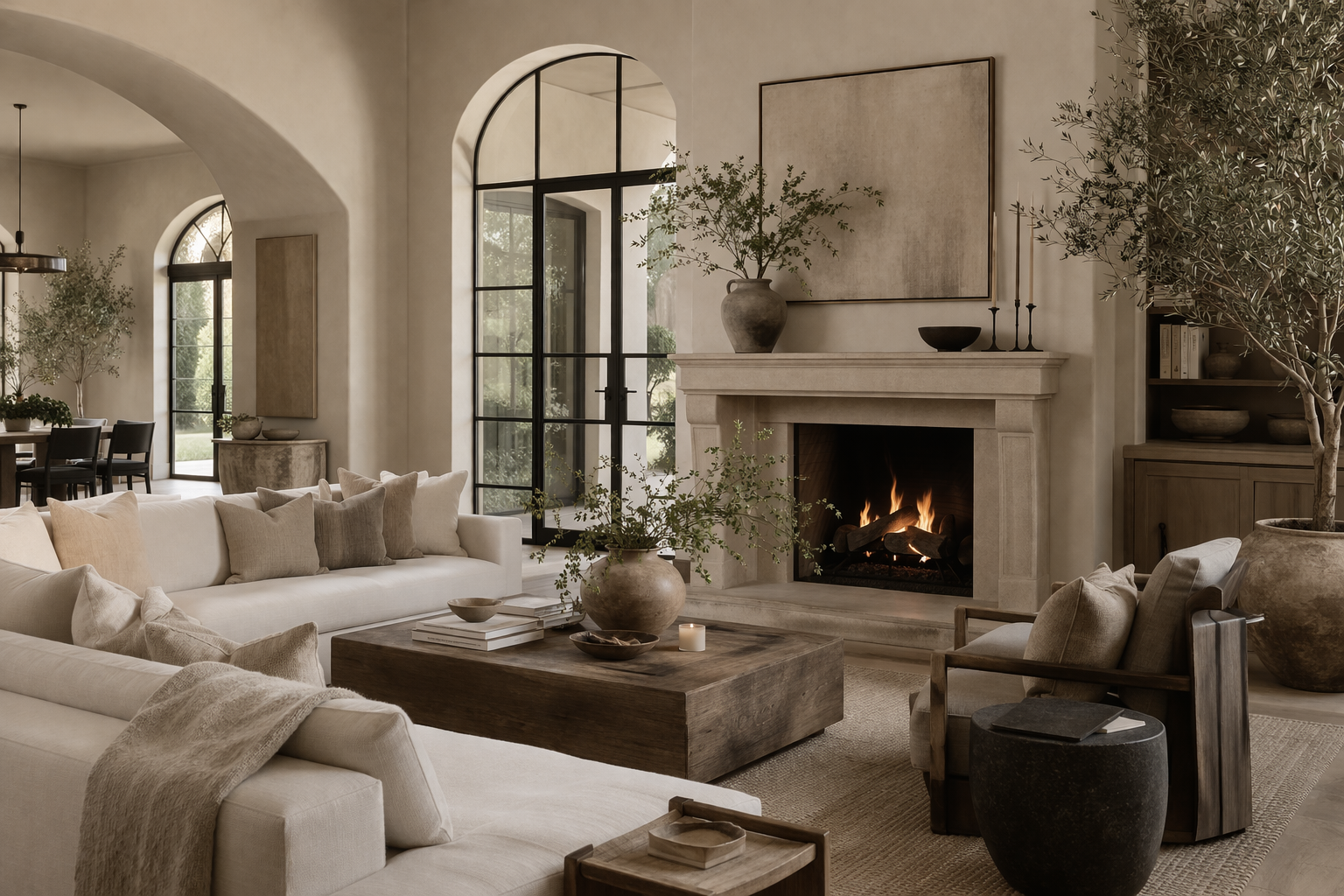 Quiet luxury home with soft neutrals, warm wood tones, and calm elevated styling
